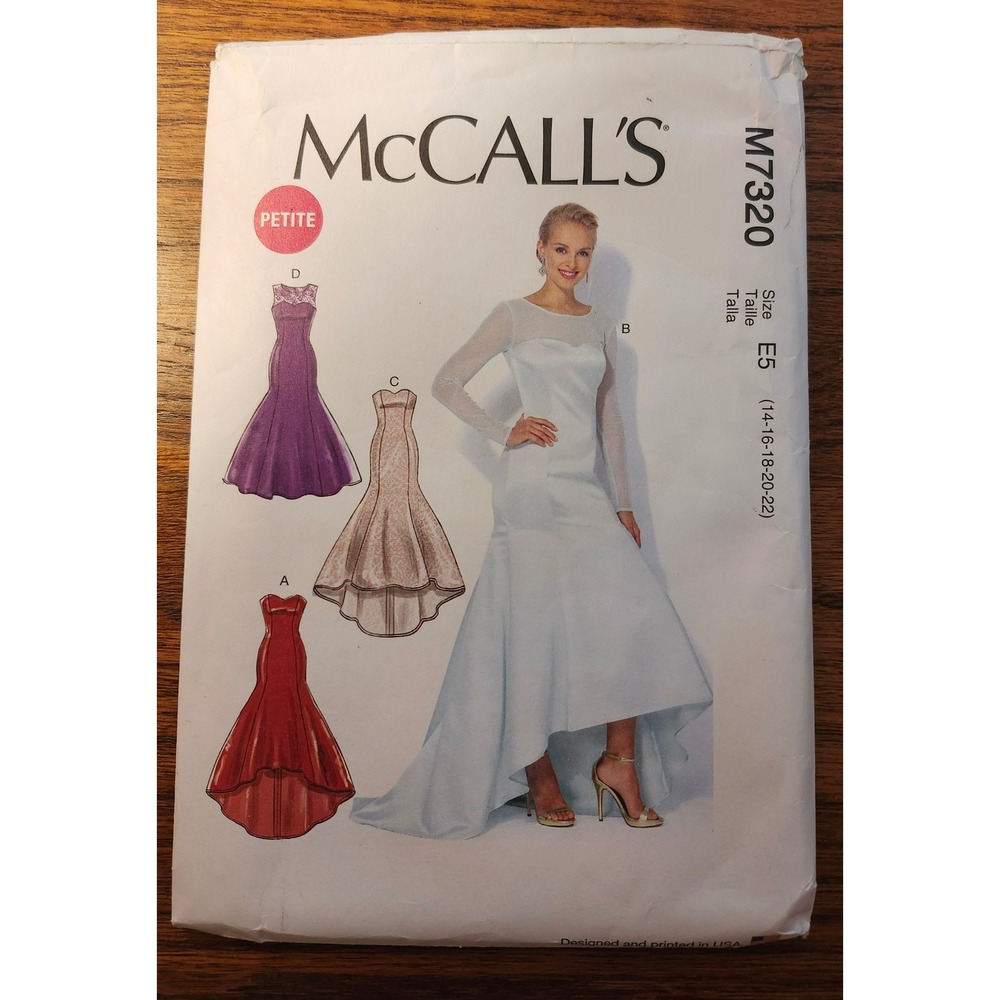 McCall's M7320 Misses Petite Evening Dress Sewing Pattern Size 14-22 Mermaid